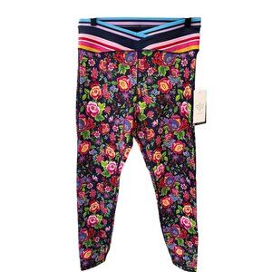 Johnny Was Active Cantero High Waist Criss Cross Leggings Size L Floral NWT $198
